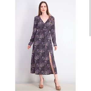 missguided slit dress ( floral, multicolored purple black ) size 4